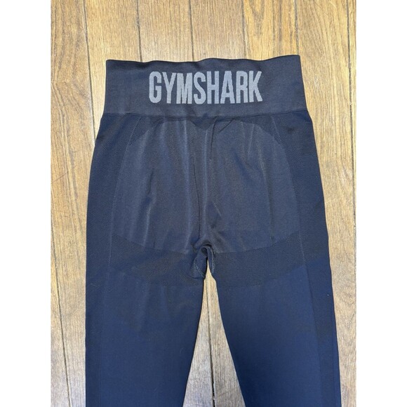 GYMSHARK FLEX HIGH WAISTED LEGGINGS Black Large Logo Spellout Sports Women’s S/M - Picture 2 of 8